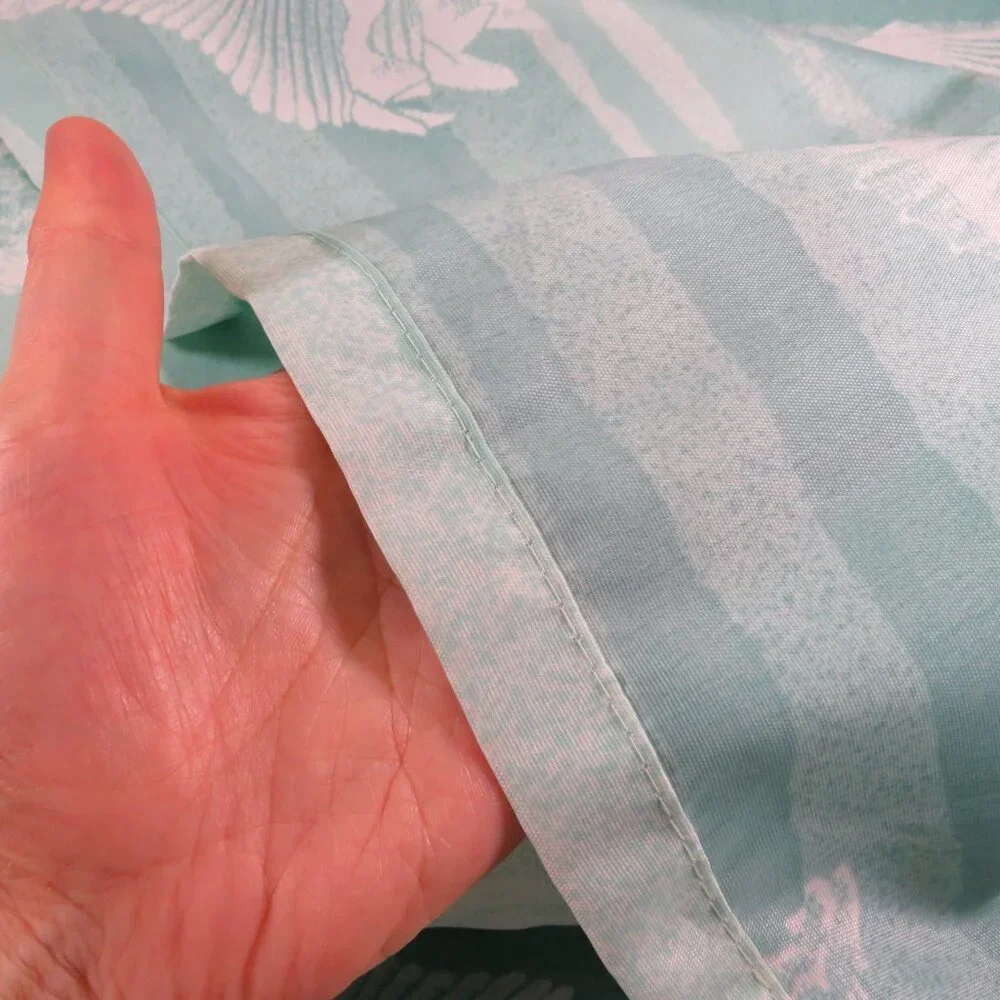 AQUETTA Turquoise Striped Ocean Sea Shell SHOWER CURTAIN Fabric matte